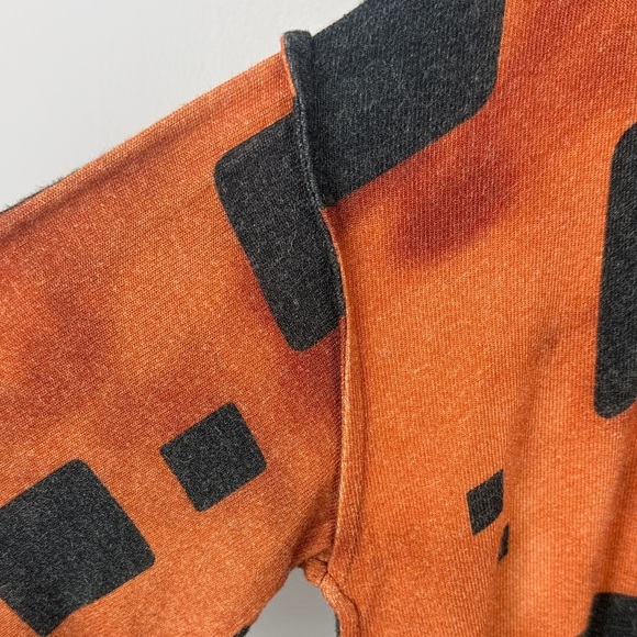 Ozai N Ku Bold Orange and Black Oversized Squared Patterned Tunic Top Size XL - Picture 8 of 10
